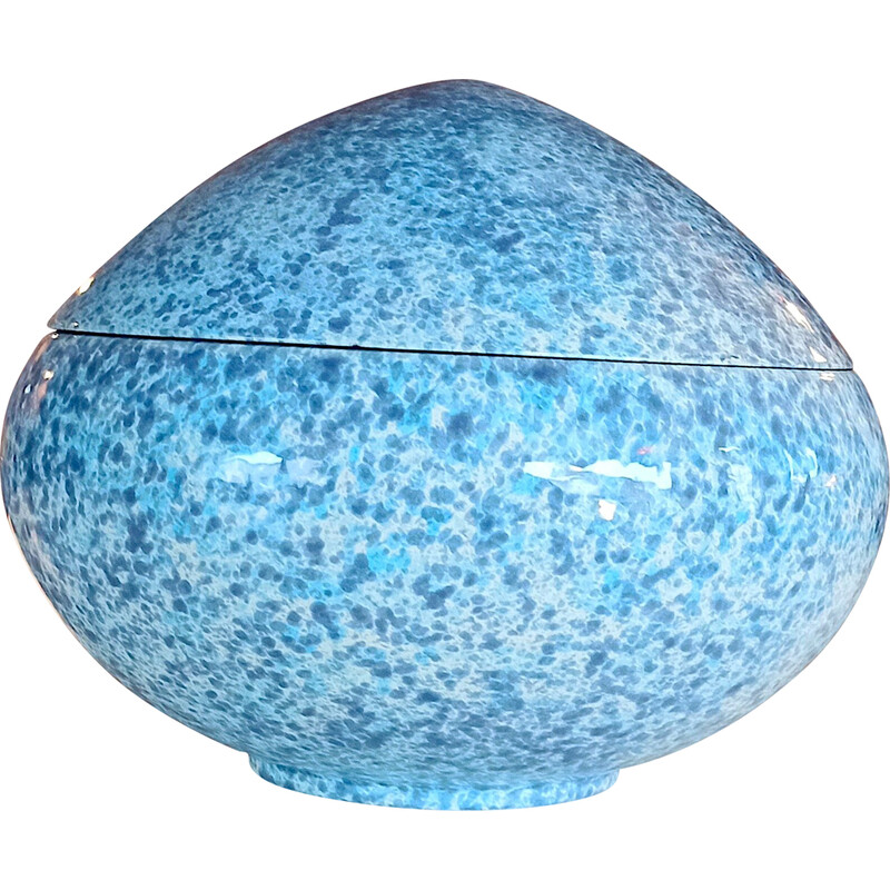 Vintage-Keksglas aus blau glasierter Keramik, 1970-1980