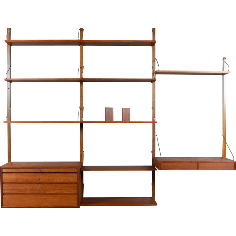 Danish vintage wall unit in teak by Poul Cadovius for Cado, 1960s