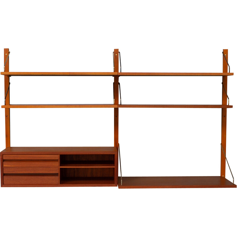 Danish vintage modular teak wall unit by Poul Cadovius for Cado, 1960s