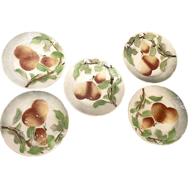 Set of 5 vintage St Clement's barbotine dessert plates