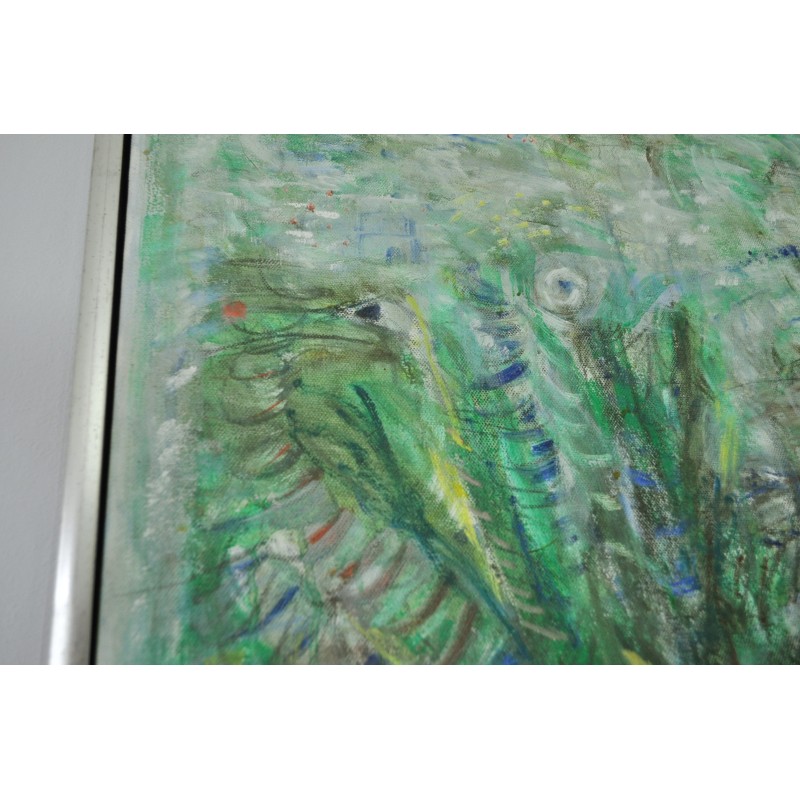 Vintage abstract painting "Movement. Green Growth"