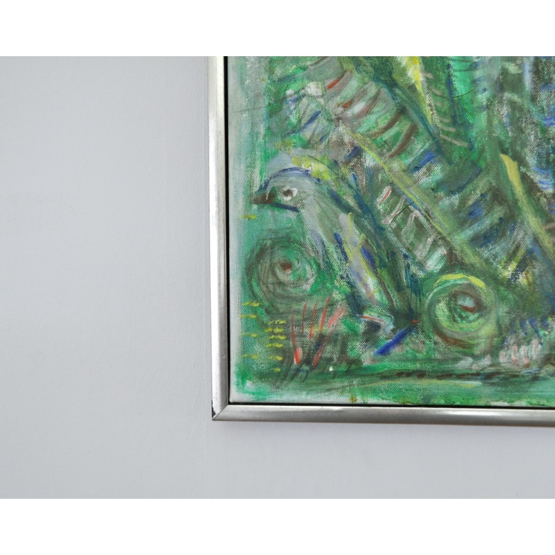 Vintage abstract painting "Movement. Green Growth"