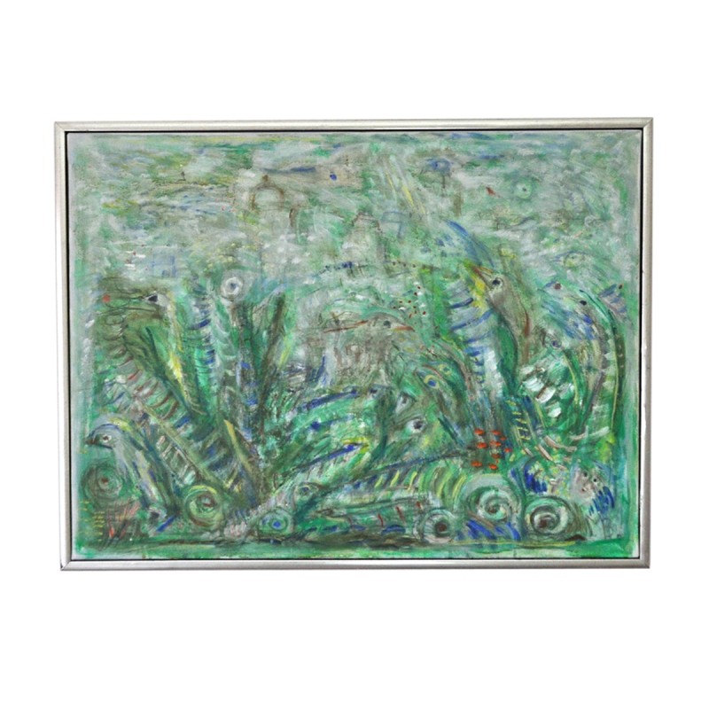 Vintage abstract painting "Movement. Green Growth"