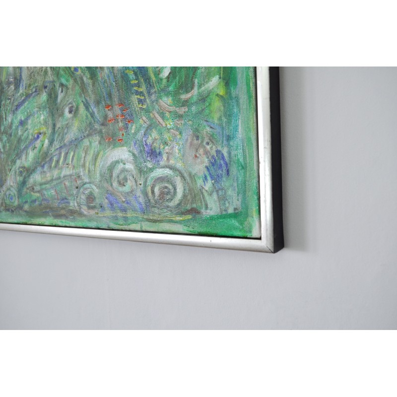 Vintage abstract painting "Movement. Green Growth"