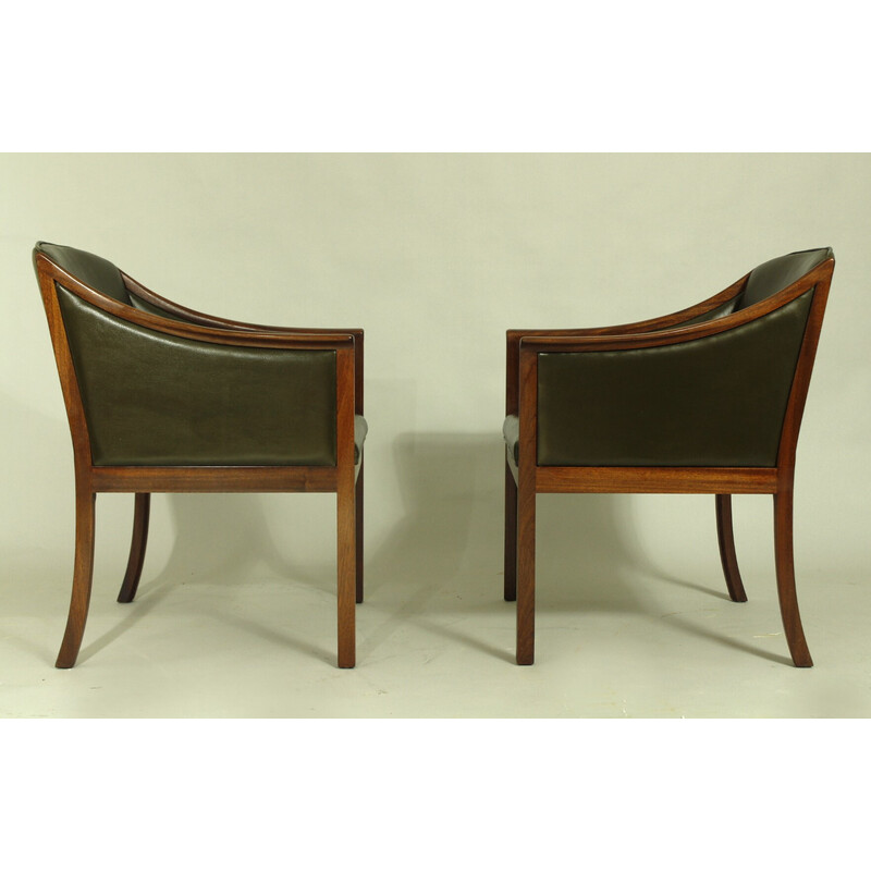 Pair of vintage leather armchairs by Ole Wanscher for Poul Jeppesen Møbler, Denmark 1950s