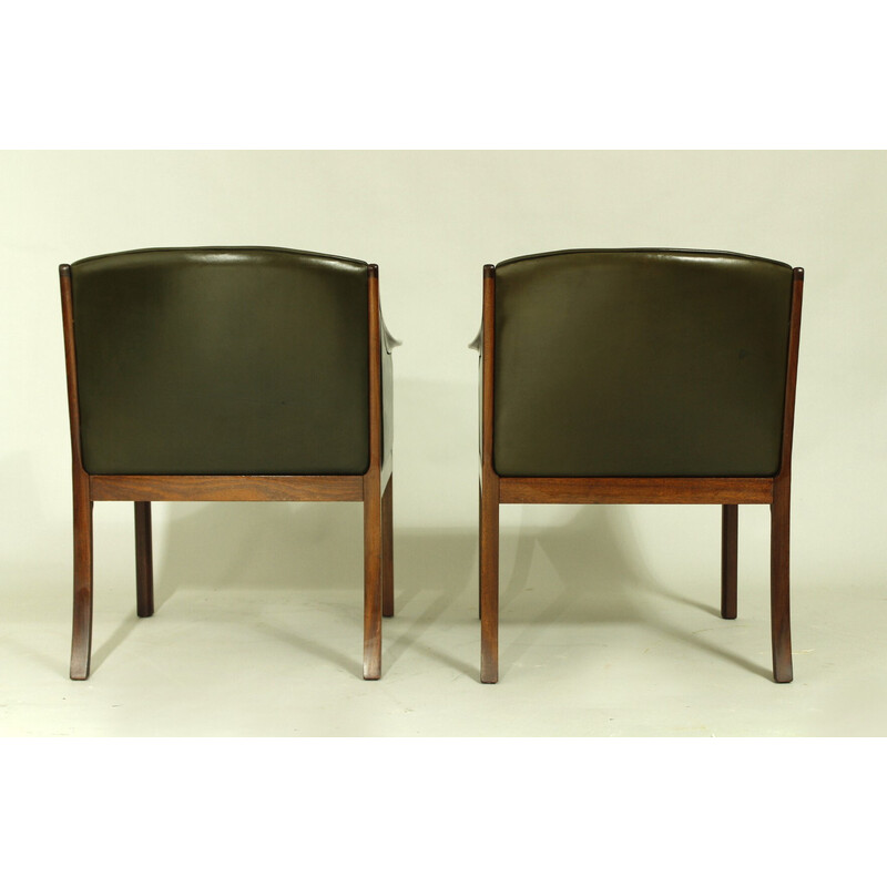 Pair of vintage leather armchairs by Ole Wanscher for Poul Jeppesen Møbler, Denmark 1950s