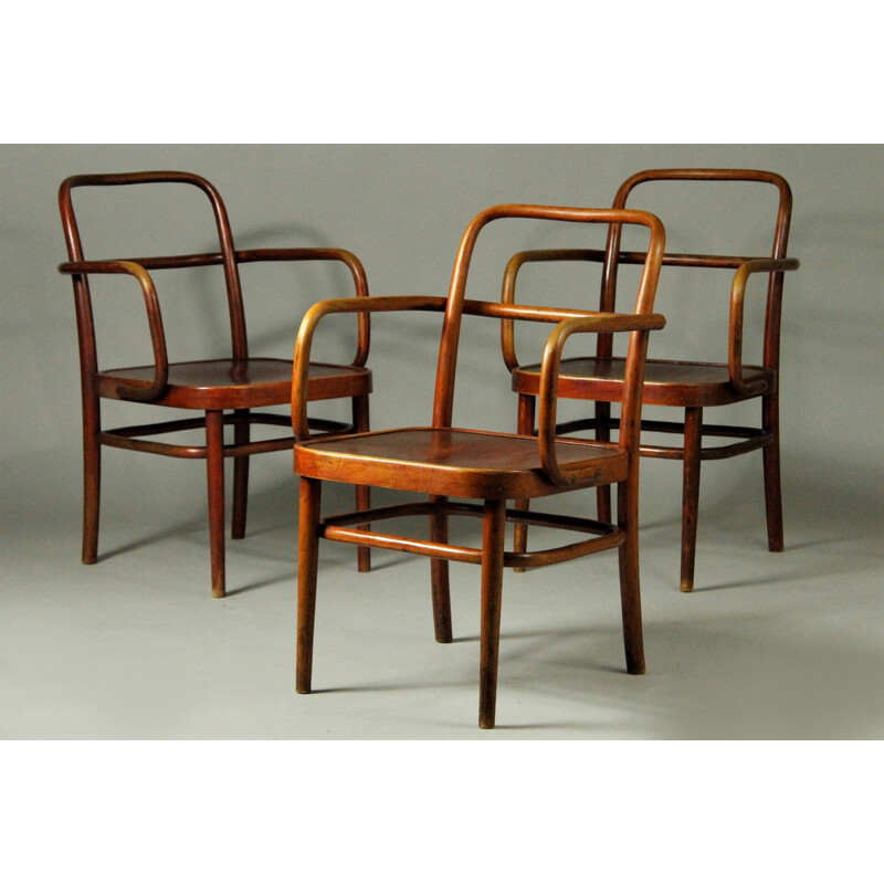 Ensemble de 3 fauteuils vintage par Gustav Adolf Schneck pour Thonet, 1930