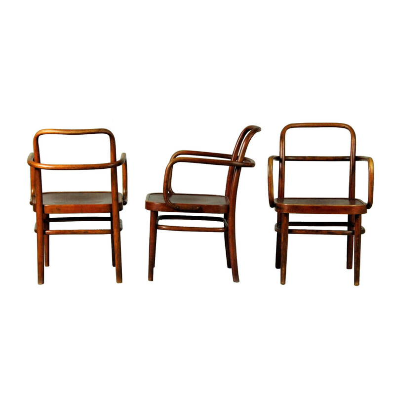 Set of 3 vintage armchairs by Gustav Adolf Schneck for Thonet, 1930s