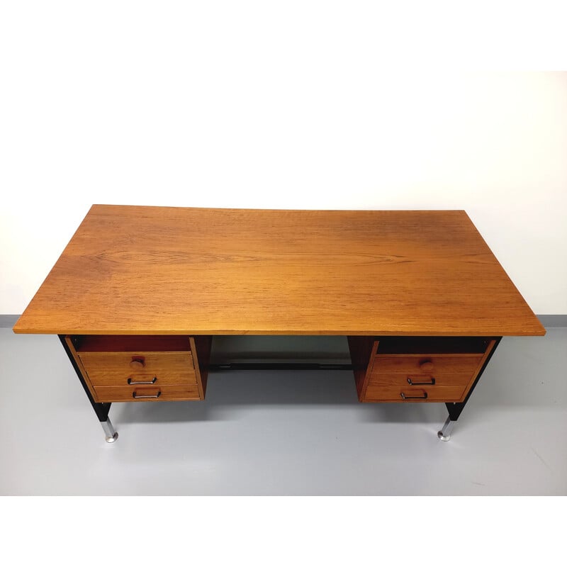 Vintage modernist executive desk in rosewood and metal, 1960