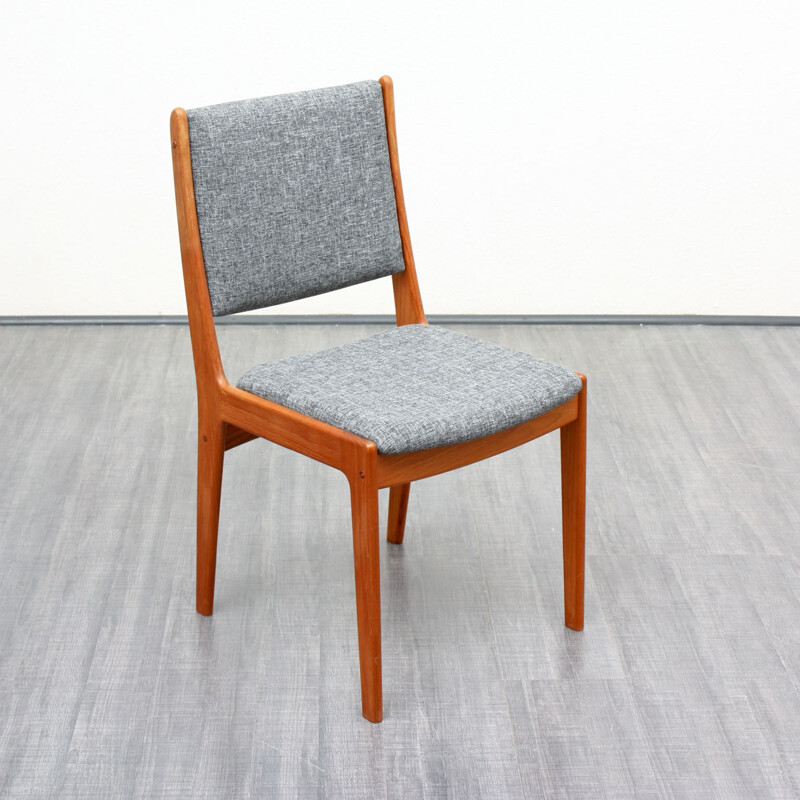 Set of 4 dining chairs, teak, reupholstered -1960s