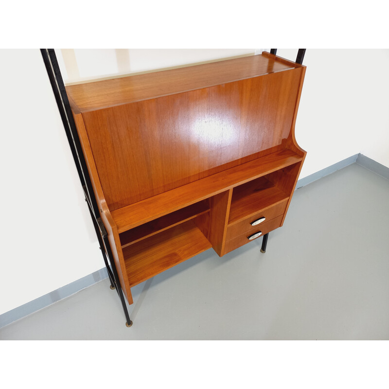 Vintage teak and metal modular bookcase, 1960