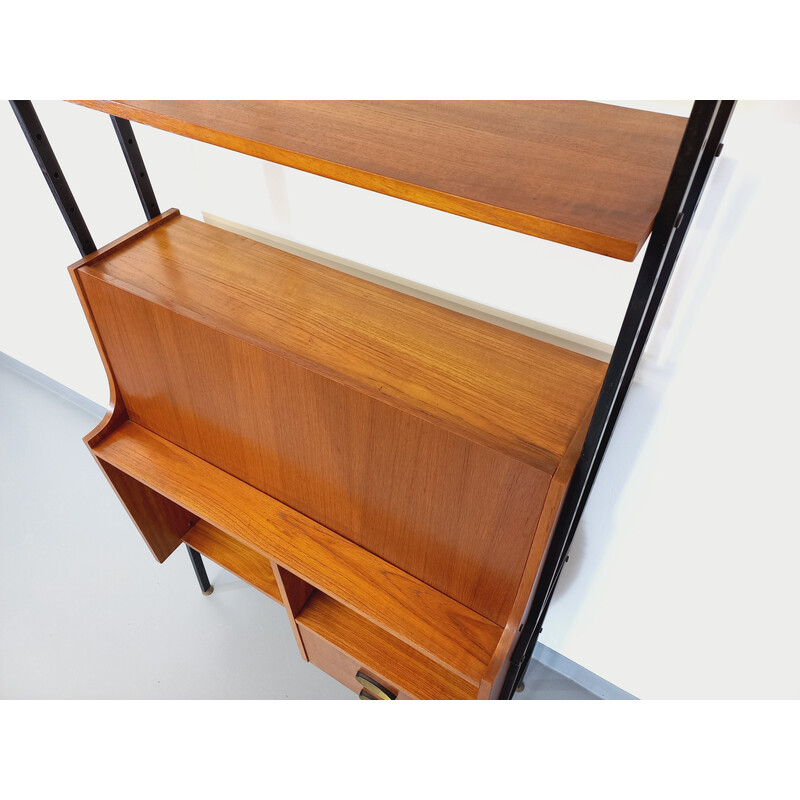 Vintage teak and metal modular bookcase, 1960