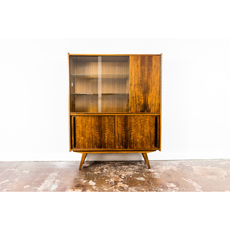 Vintage 1/12 Share Tweet Pinterest walnut display cabinet by Słupskie Fabryki Mebli, 1960s