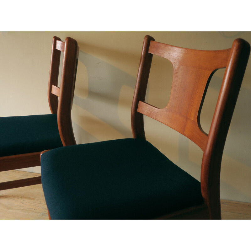 Pair of Danish vintage teak dining chairs in teak and fabric, 1960s