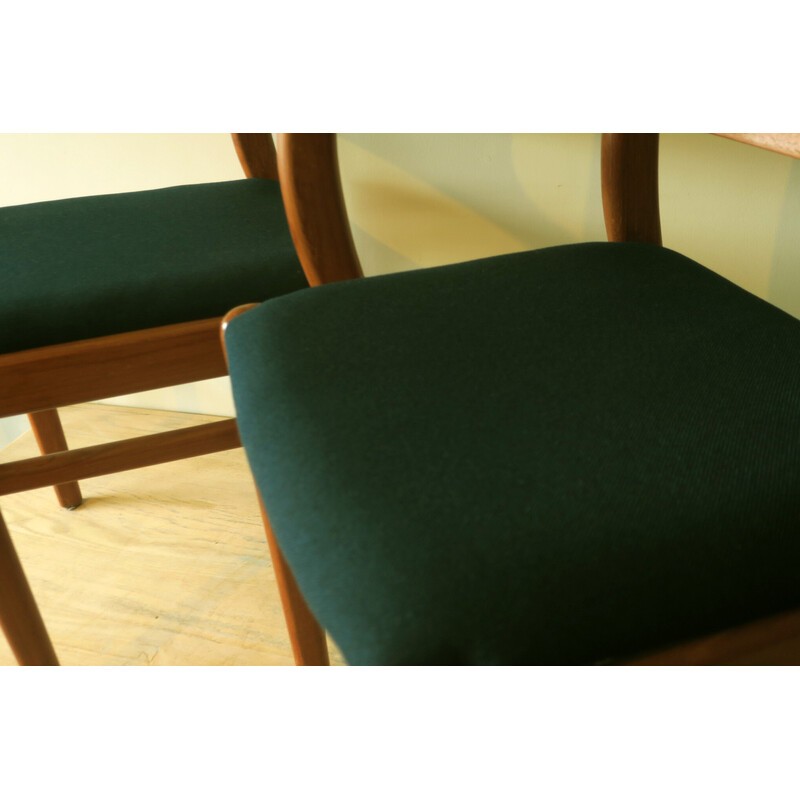 Pair of Danish vintage teak dining chairs in teak and fabric, 1960s