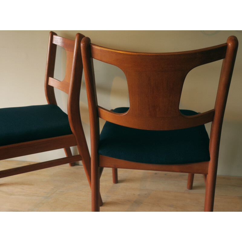 Pair of Danish vintage teak dining chairs in teak and fabric, 1960s
