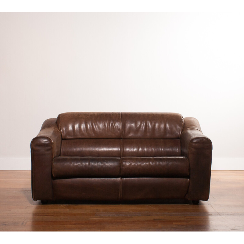 Buffalo leather 2-seater sofa - 1970s