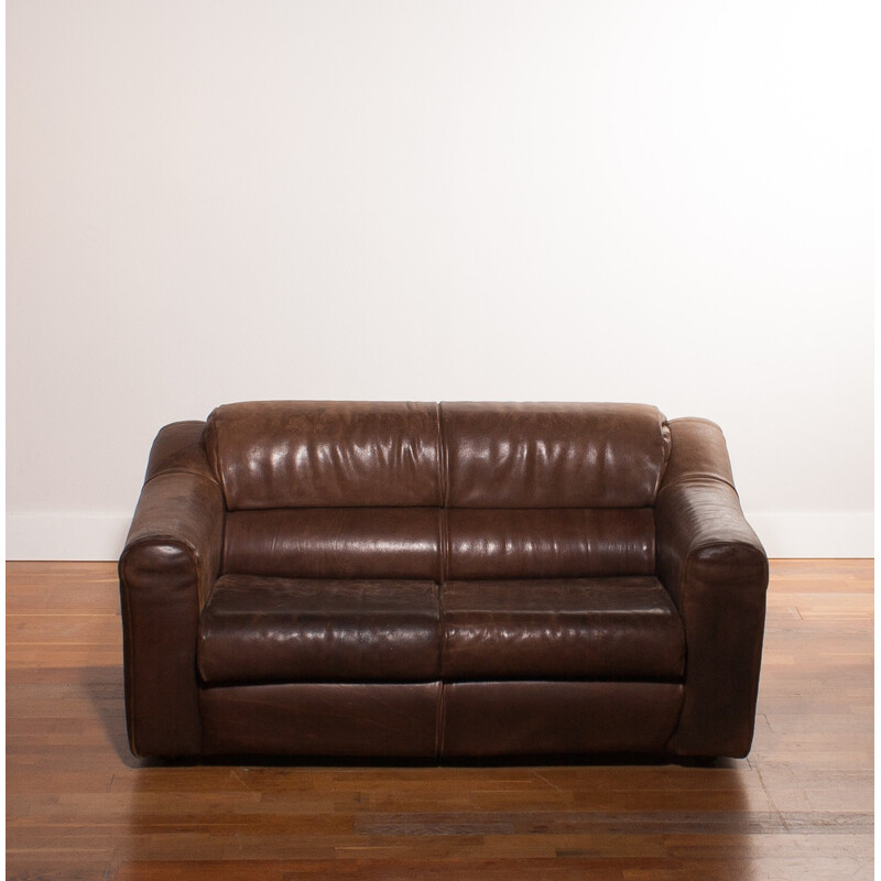 Buffalo leather 2-seater sofa - 1970s