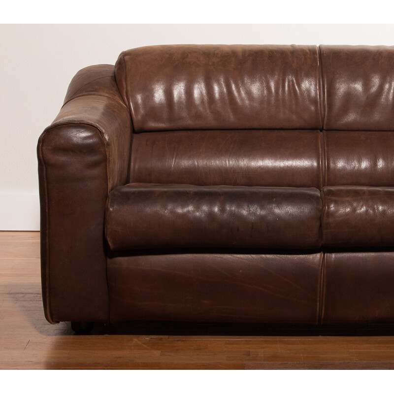 Buffalo leather 2-seater sofa - 1970s