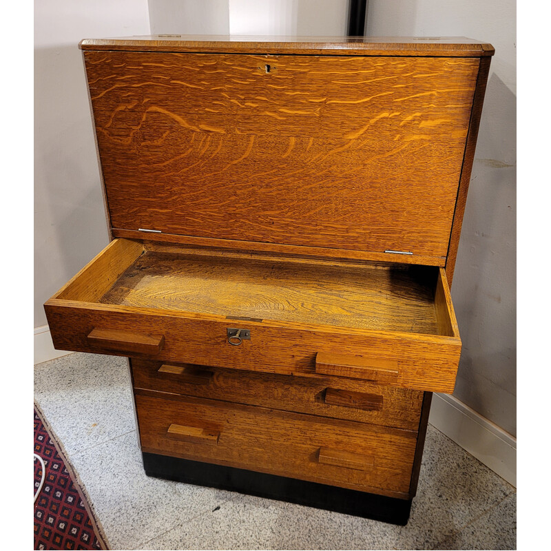 Vintage eiken secretaire van Aw-Lyn, UK 1930