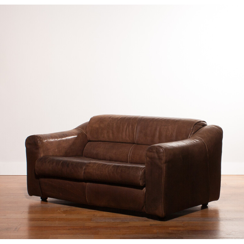 Buffalo leather 2-seater sofa - 1970s