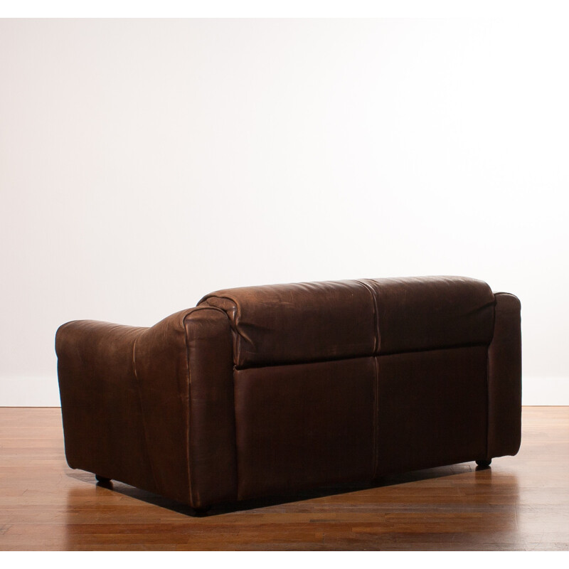 Buffalo leather 2-seater sofa - 1970s