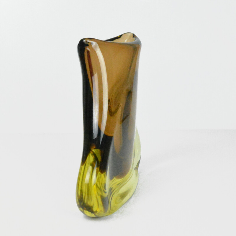 Vase vintage en verre de M. Klinger et Železny Brod Sklo, Tchécoslovaquie 1960