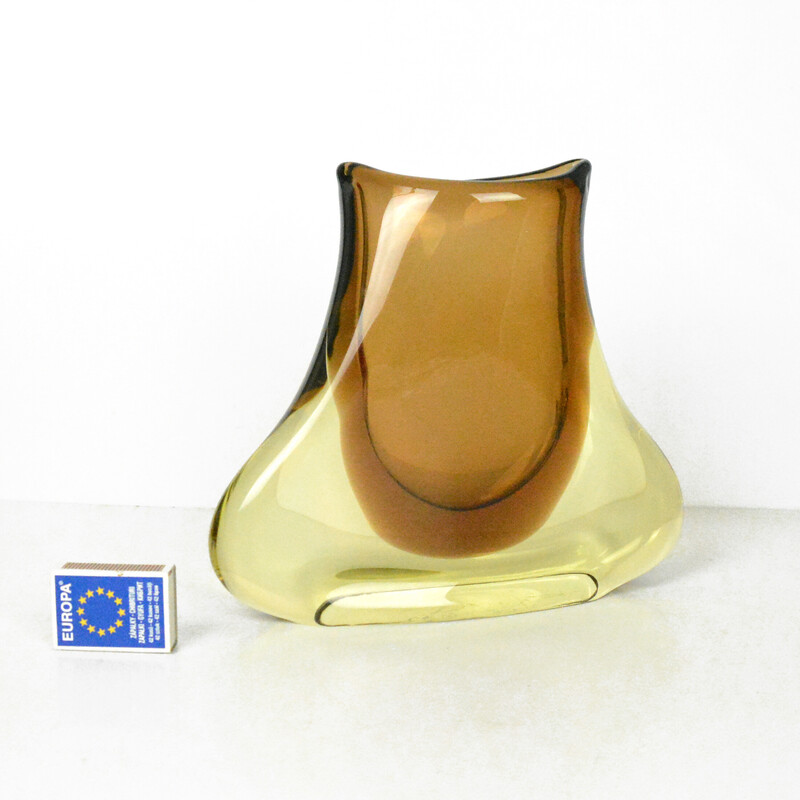 Vintage vase in glass by M. Klinger and Železny Brod Sklo, Czechoslovakia 1960s