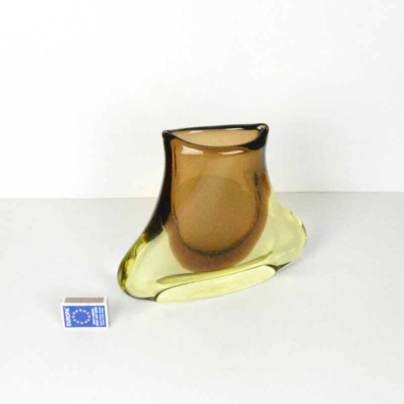 Vase vintage en verre de M. Klinger et Železny Brod Sklo, Tchécoslovaquie 1960