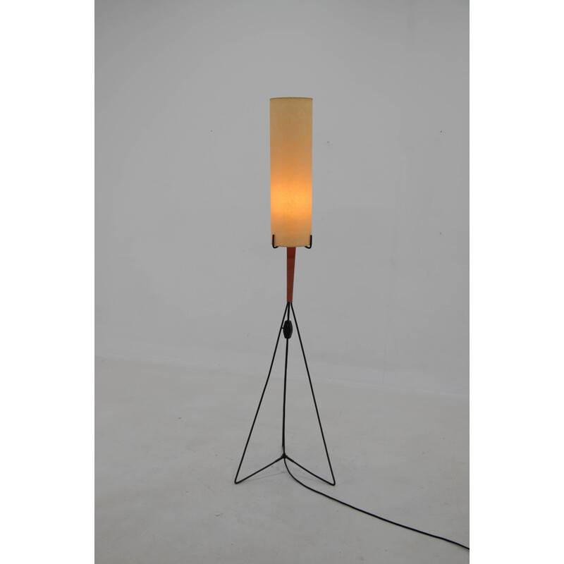 Mid-century metal and parchment paper floor lamp, Europe 1960s