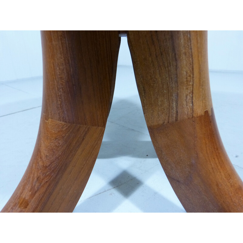 Vintage solid teak stool, Denmark 1970s-1980s