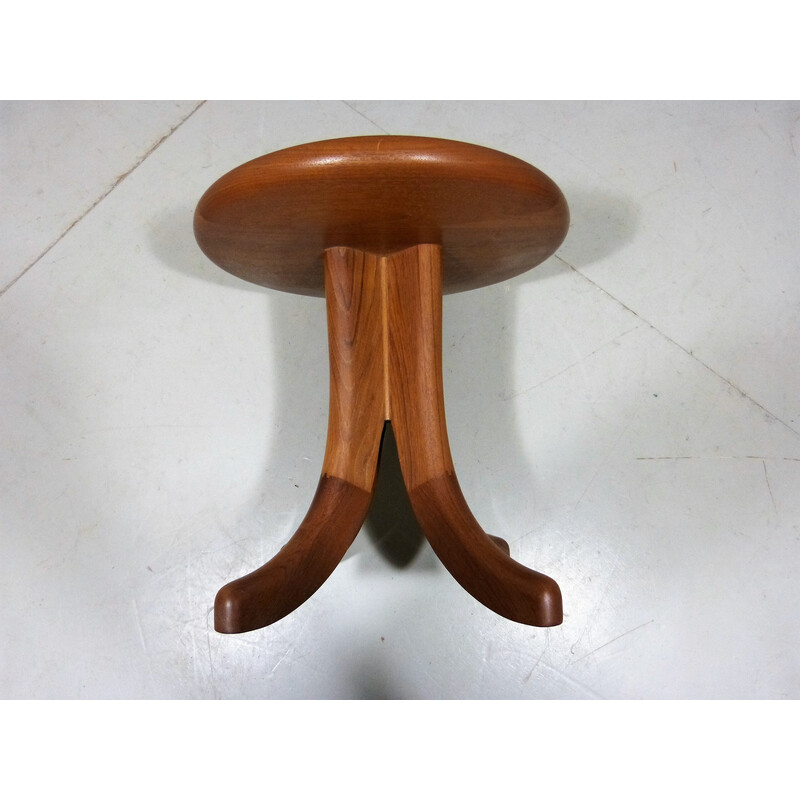 Vintage solid teak stool, Denmark 1970s-1980s