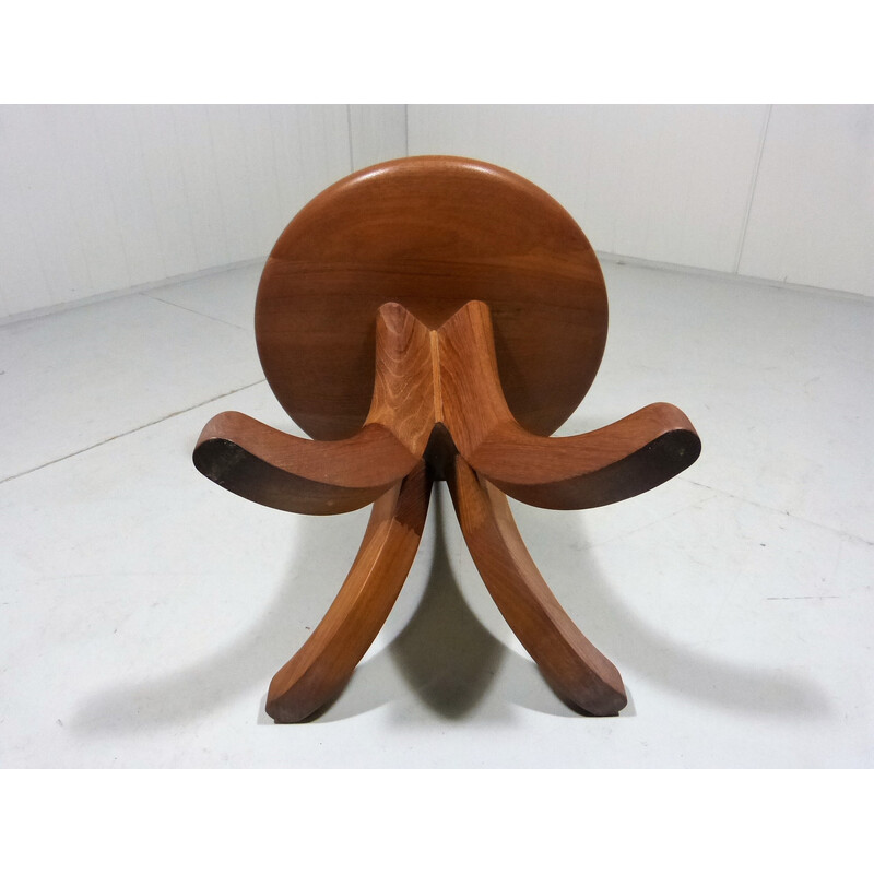 Vintage solid teak stool, Denmark 1970s-1980s