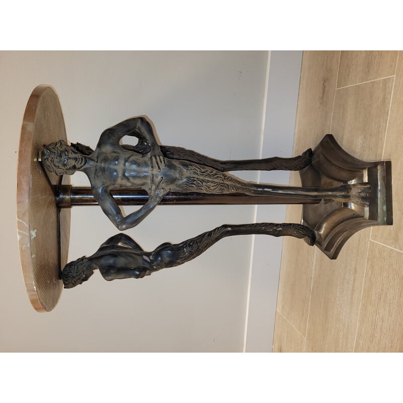 Vintage bronze and marble candlestick, Italy