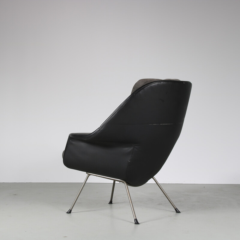 Vintage black skai armchair, Netherlands 1960s