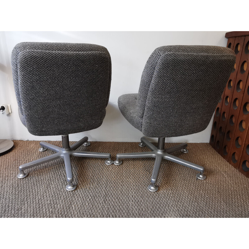 Coppia di sedie da ufficio vintage grigio screziato di Eurosit, anni '70