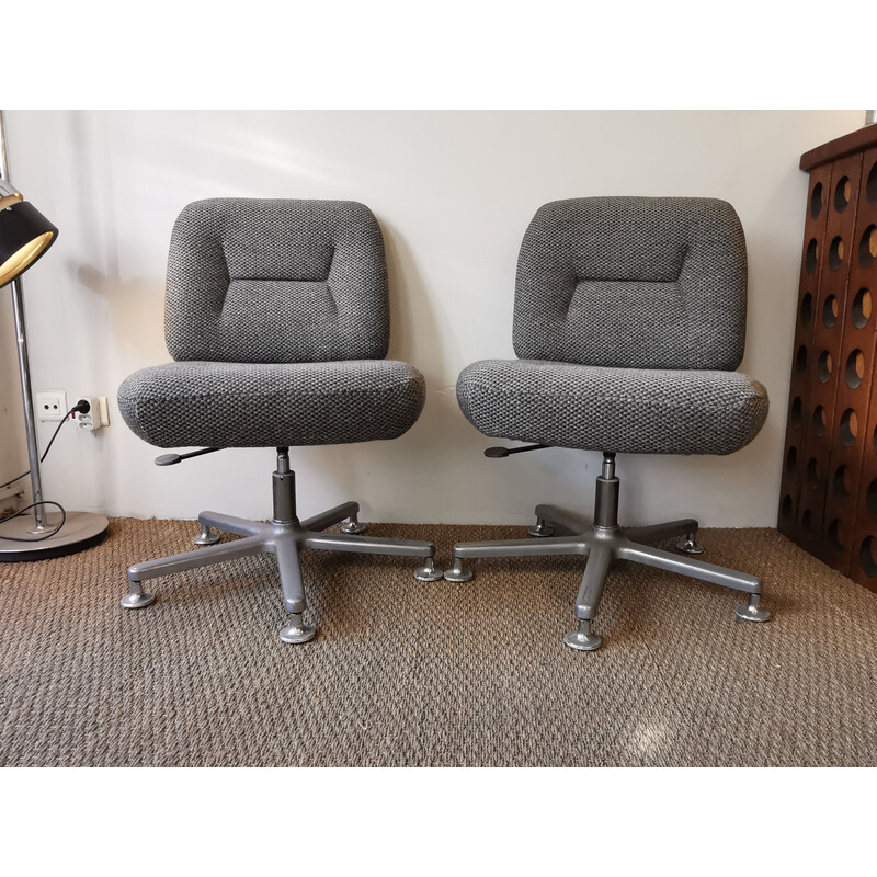 Coppia di sedie da ufficio vintage grigio screziato di Eurosit, anni '70