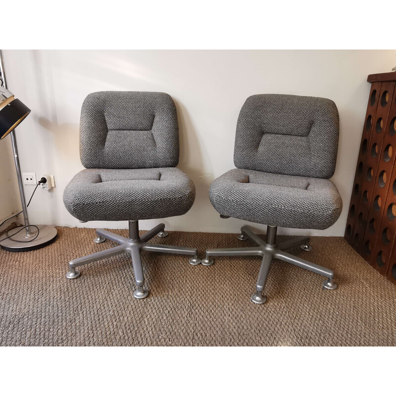 Pareja de sillas de oficina vintage gris moteado de Eurosit, años 70