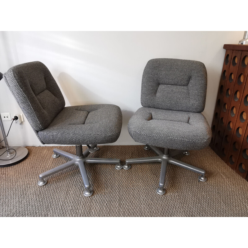Paire de fauteuils de bureau vintage gris chiné par Eurosit, 1970s