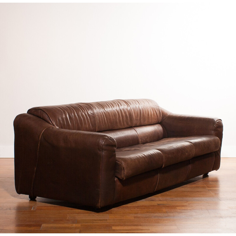 Buffalo leather 3-seater sofa - 1970s