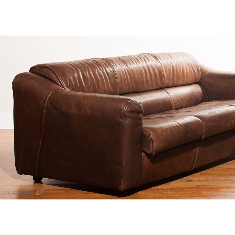 Buffalo leather 3-seater sofa - 1970s