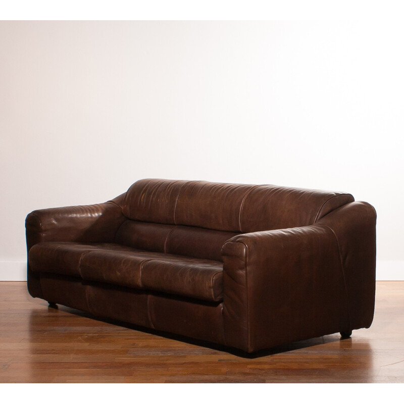 Buffalo leather 3-seater sofa - 1970s