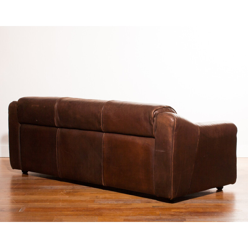 Buffalo leather 3-seater sofa - 1970s