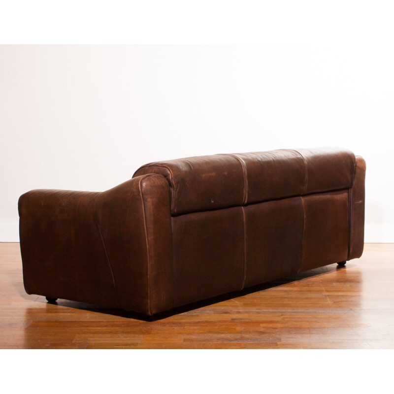 Buffalo leather 3-seater sofa - 1970s