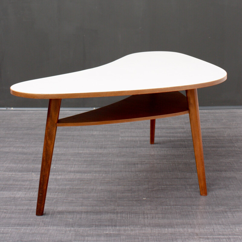 Large kidney table with tray in beech wood - 1950s