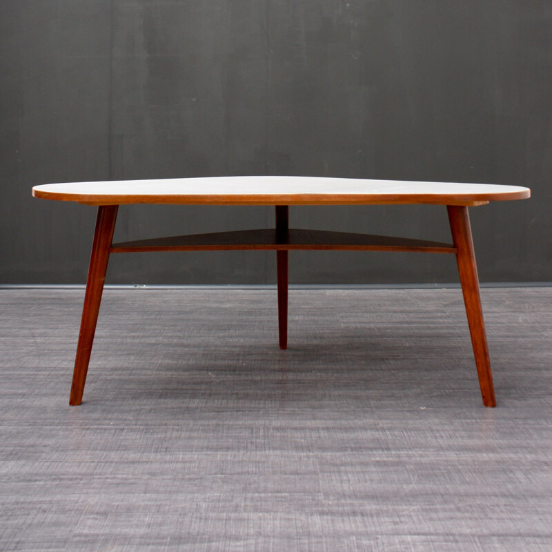 Large kidney table with tray in beech wood - 1950s