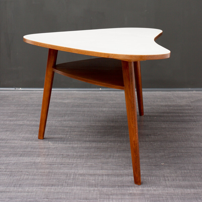 Large kidney table with tray in beech wood - 1950s