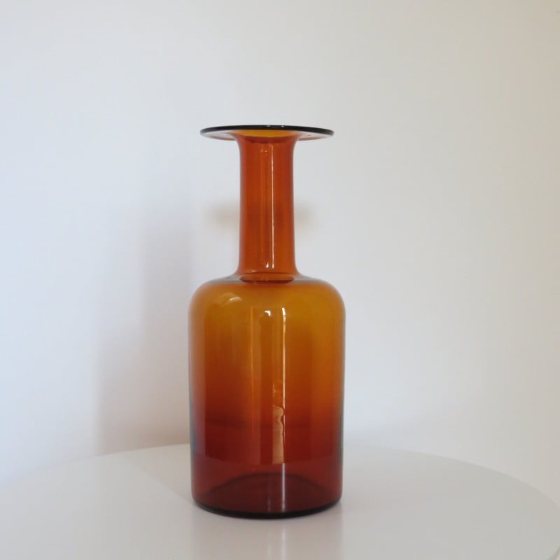 Vintage glass Gulvase vase by Otto Brauer for Holmegaard, 1960s