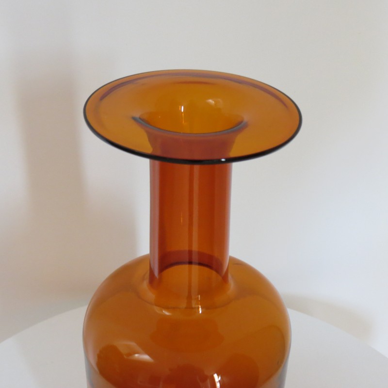 Vaso de vidro vintage Floor de Otto Brauer para Holmegaard, década de 1960