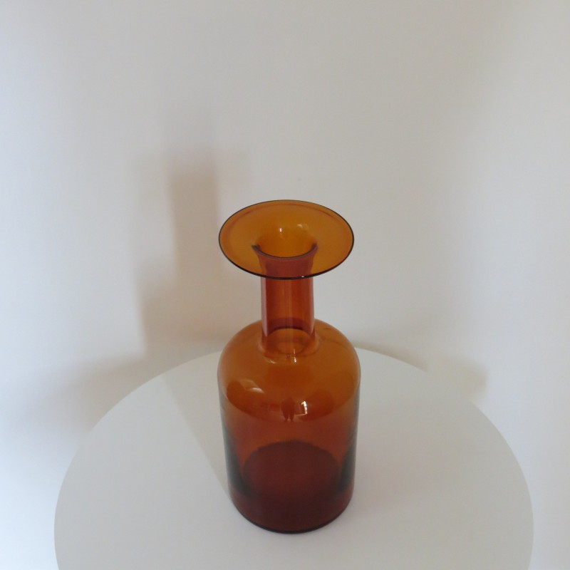 Vintage glass Gulvase vase by Otto Brauer for Holmegaard, 1960s